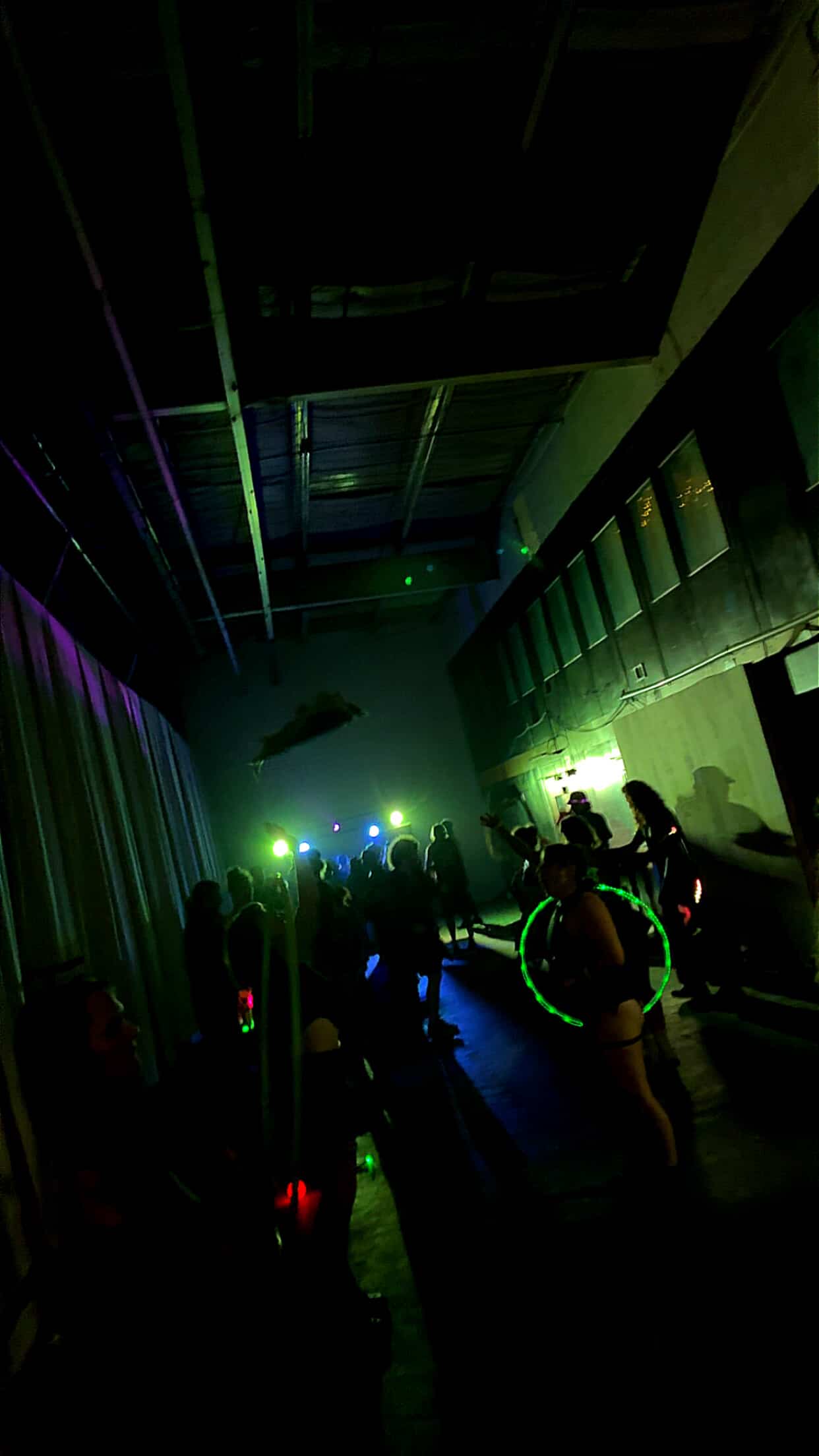 Night event with lights and flow arts