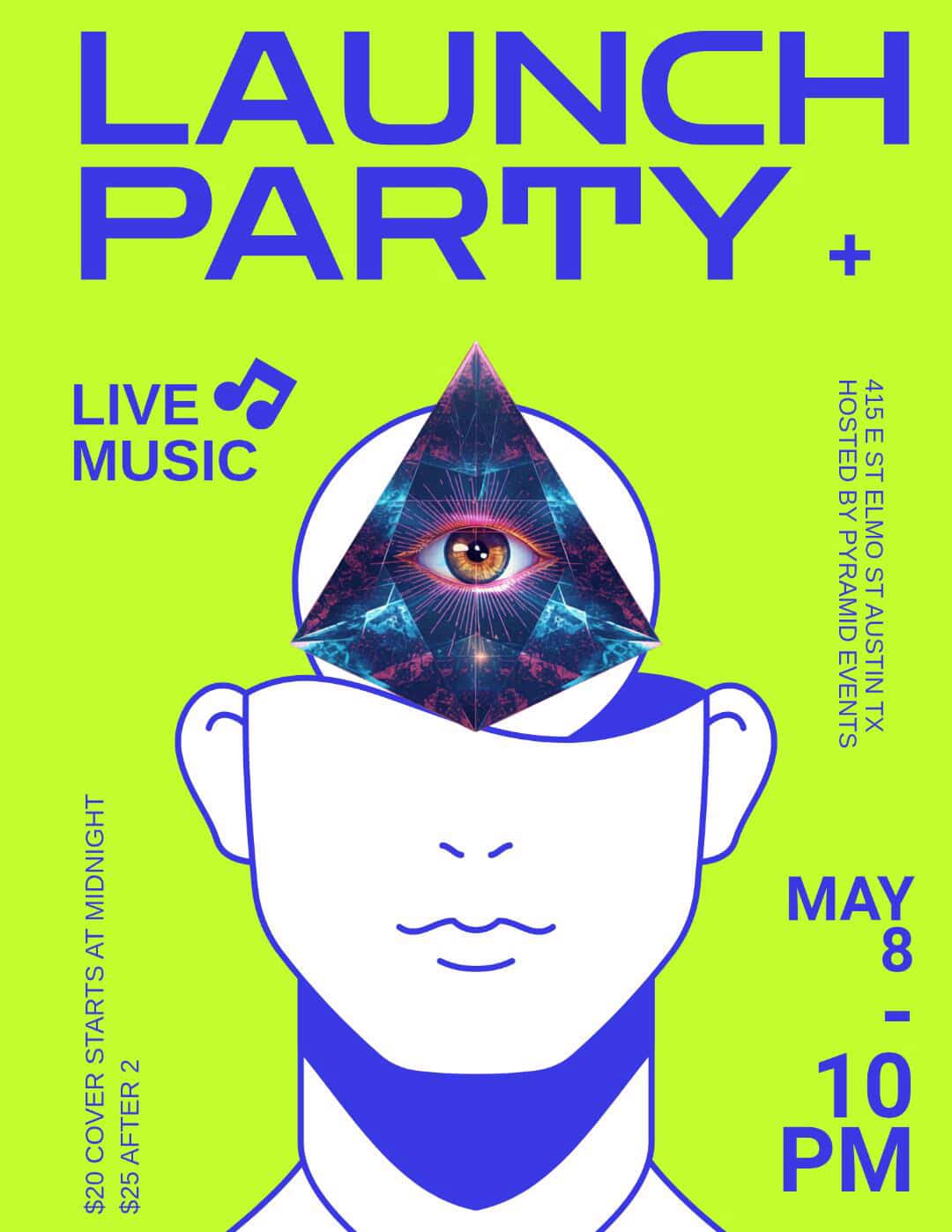 Launch party event flyer